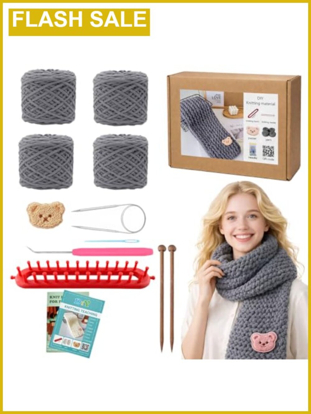 Novelchet Knitting Loom Kit for Scarf Easy Knitting Set with Instructions
